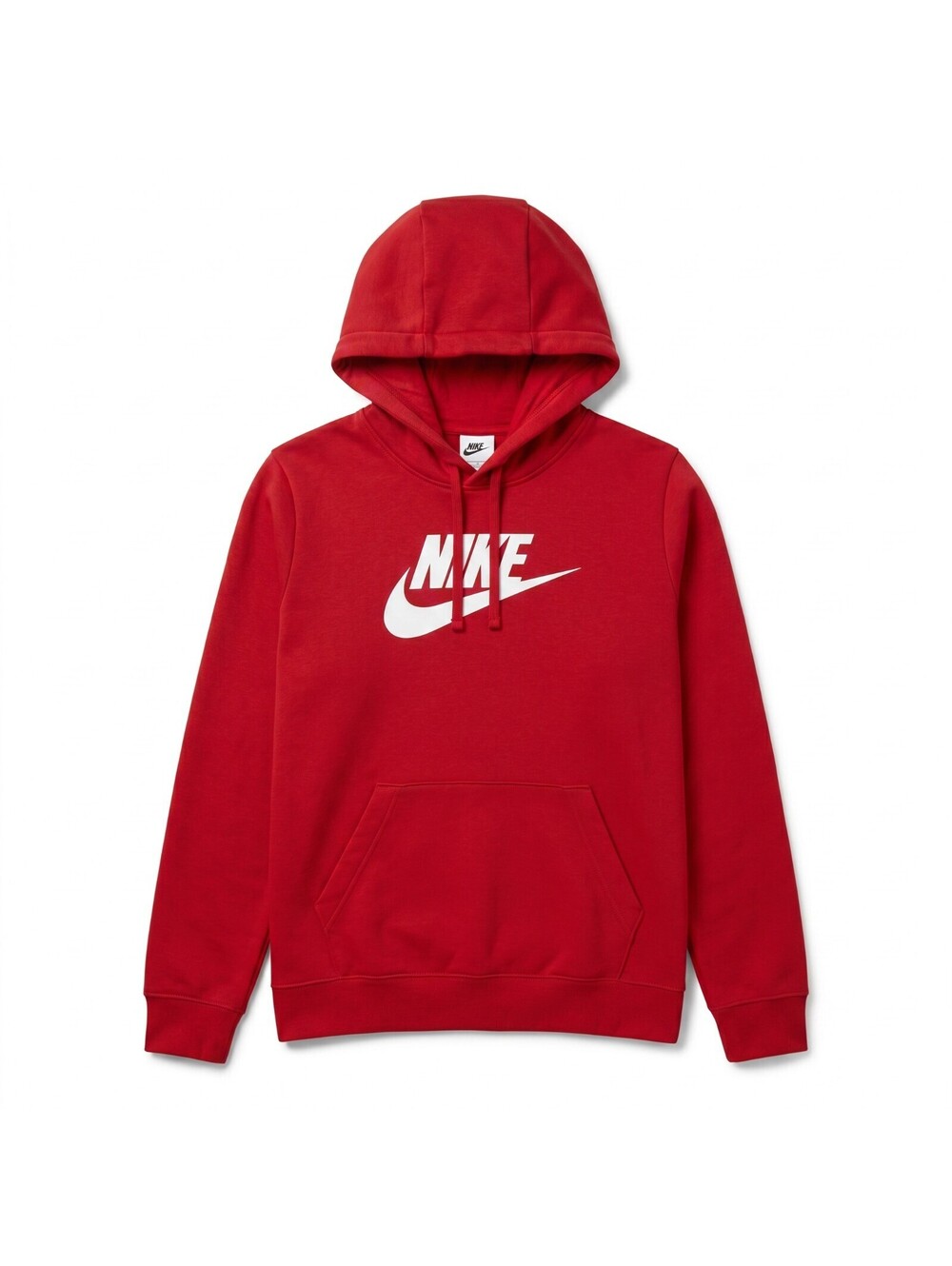 Nike Womens XS Red Pullover Hoodie White Swoosh Logo Fleece Sweatshirt